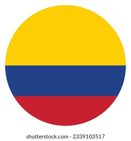 The flag of Colombia. Flag icon. Standard color. Circle icon flag. Computer illustration. Digital illustration. Vector illustration.
