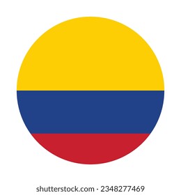 The flag of Colombia. Flag icon. Standard color. Circle icon flag. Computer illustration. Digital illustration. Vector illustration.