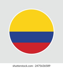 The flag of Colombia. Flag icon. Standard color. Round flag. Computer illustration. Digital illustration. Vector illustration.	