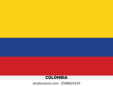 The flag of Colombia. Flag icon. Standard color. Standard size. Rectangular flag. Digital illustration. Vector illustration.