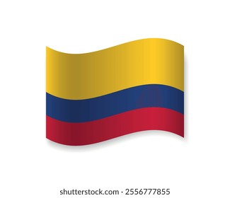 Flag of Colombia icon. Wavy vector element with shadow underneath. Best for mobile apps, UI and web design.