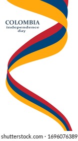 Flag of the Colombia. Independence day celebration card concept