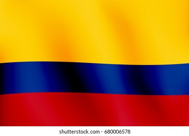 Flag of Colombia with a little Waving, Shading & Flag Colors separated layers - Vector Illustration