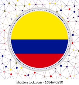 Flag of Colombia with a network background. Colombia sign. Astonishing vector illustration.