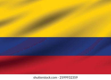Flag of Colombia. Colombia flag official colors and proportion digital vector illustration. Wavy flag.
