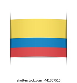 Flag of Colombia, officially the Republic of Colombia. Vector illustration of a stylized flag. The slit in the paper with shadows. Element for infographics.