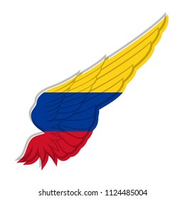 Flag of Colombia on abstract Wing and white background. Vector illustration.