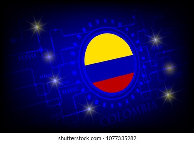 Flag of colombia on a background of technology.