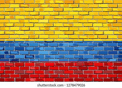 Flag of Colombia on a brick wall - Illustration