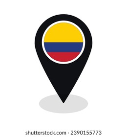 Flag of Colombia flag on map pinpoint icon isolated black color