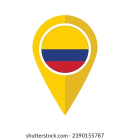Flag of Colombia flag on map pinpoint icon isolated yellow color