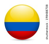 Flag of Colombia as round glossy icon. Button with Colombian flag