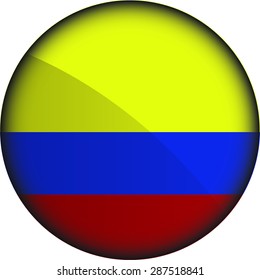 Flag of Colombia as round glossy icon. Button with Colombian flag
