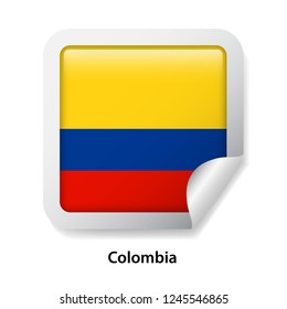 Flag of Colombia. Round glossy sticker