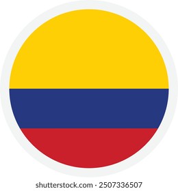 Flag of Colombia. Round icon on transparent background. Flat style