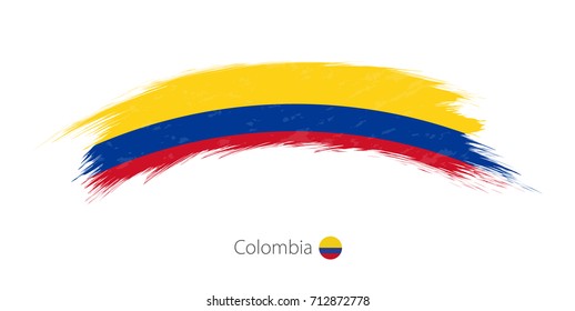 Flag of Colombia in rounded grunge brush stroke. Vector illustration.