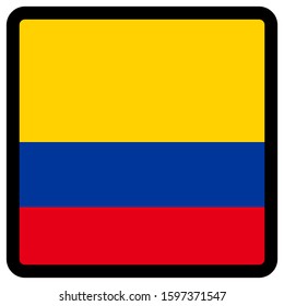 Flag of Colombia in the shape of square with contrasting contour, social media communication sign, patriotism, a button for switching the language on the site, an icon.