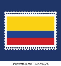 Flag of the Colombia stamp paper vector illustration.