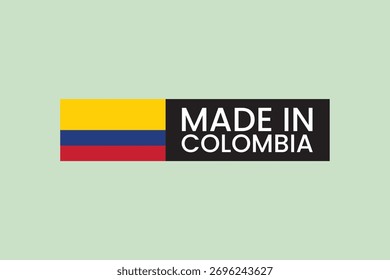 Bandeira da Colômbia com texto feito na Colômbia Label Vetor Illustration.
