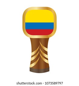 Flag colombia and trophy cup