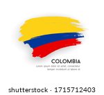 Flag of Colombia vector brush stroke design isolated on white background, illustration
