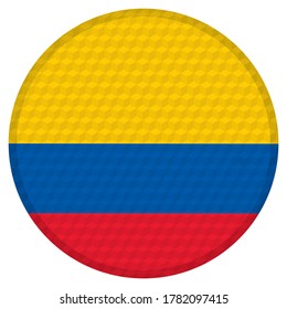 Flag Of  Colombia Vector Illustration. Colombian Flag Button With Cube Pattern Isolated On White Background