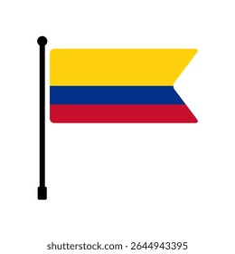 Bandeira da Colômbia. Colômbia bandeira vetor ilustração ícone design. Ícone do sinalizador de polo.