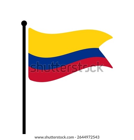 Flag of Colombia. Colombia flag vector illustration icon design. Fluttering flagpole flag.