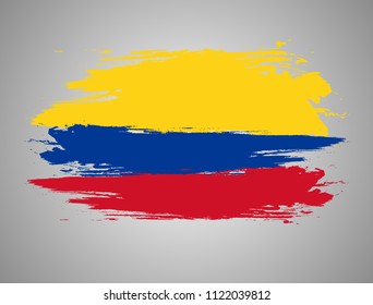 Flag of Colombia. Vector illustration on grey background. Beautiful brush strokes. Abstract concept. Elements for design