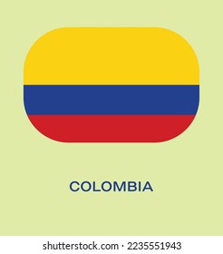 Flag of Colombia, Colombia flag vector illustration, Colombia flag in rounded corner, Button style Colombia flag.
