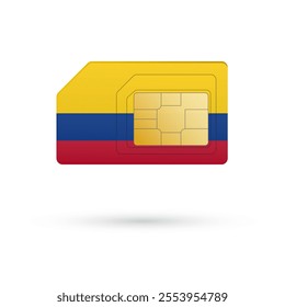 Flag of Colombia. Vector illustration of SIM Card with flag on white background