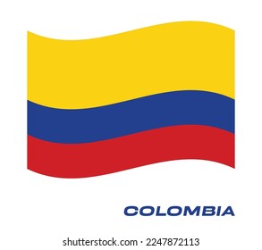 Flag of Colombia, Waving National flag of Colombia, National flag of Colombia vector illustration.