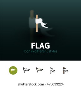 Flag color icon, vector symbol in flat, outline and isometric style isolated on blur background