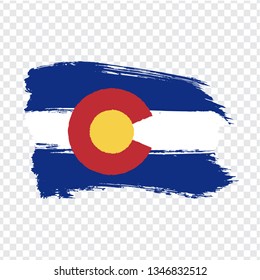 Flag of Colorado from brush strokes. United States of America.  Flag Colorado on transparent background for your web site design, logo, app, UI. Stock vector. Vector illustration EPS10.