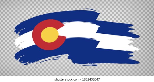 Flag of Colorado from brush strokes. United States of America.  Flag Colorado on transparent background for your web site design, app, UI. Stock vector. Vector illustration EPS10.