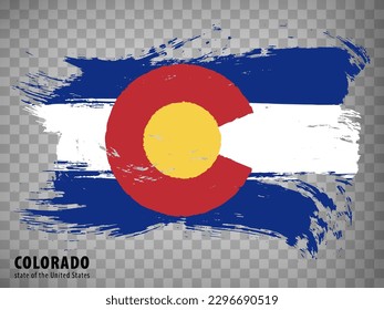 Flag of Colorado from brush strokes. United States of America.  Flag Colorado with title on transparent background for your web site design,  app, UI. Stock vector.  EPS10.