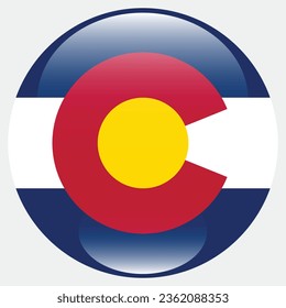The flag of Colorado. Button flag icon. Standard color. Circle icon flag. 3d illustration. Computer illustration. Digital illustration. Vector illustration.