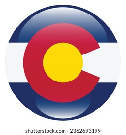 The flag of Colorado. Button flag icon. Standard color. Circle icon flag. 3d illustration. Computer illustration. Digital illustration. Vector illustration.