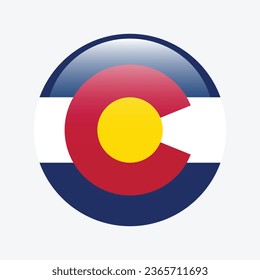La bandera de Colorado. Icono de indicador de botón. Color estándar. Indicador de icono de círculo. 3 quinquies ilustración. Ilustración del equipo. Ilustración digital. Ilustración vectorial.