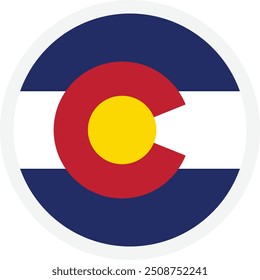 Bandeira do Colorado. Ícone de círculo no plano de fundo transparente. Ilustração vetorial, EPS10