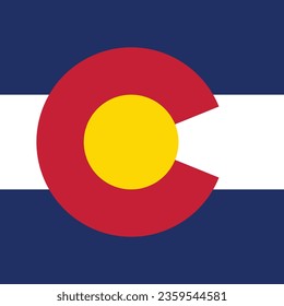 The flag of Colorado. Flag icon. Standard color. A square flag. Computer illustration. Digital illustration. Vector illustration.