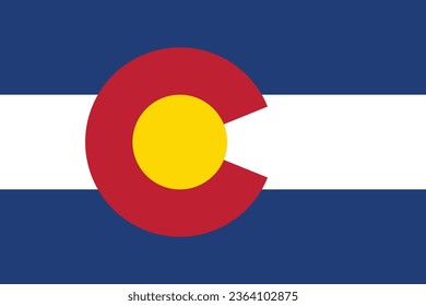 The flag of Colorado. Flag icon. Standard color. Standard size. A rectangular flag. Computer illustration. Digital illustration. Vector illustration.