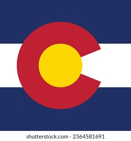 The flag of Colorado. Flag icon. Standard color. A square flag. Computer illustration. Digital illustration. Vector illustration.