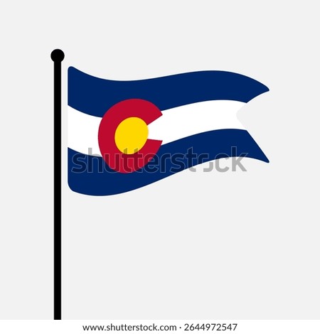 Flag of Colorado. Colorado flag vector illustration icon design. Fluttering flagpole flag.