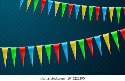 Fahnenbunter Design-Template Feiertag Happy Day, Hintergrund Celebration Vektorgrafik.