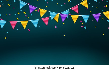 flag colorful concept design template holiday Happy Day, background Celebration Vector illustration.