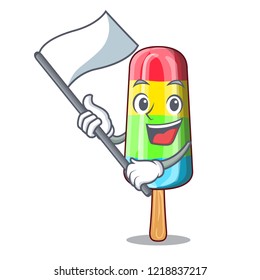 With flag colorful ice cream stick on mascot