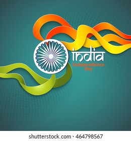 Flag colors India theme for Republic day. Indian Independence Day concept background with Ashoka wheel. Vector Illustration
