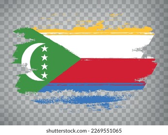 Flag of  Comoros brush stroke background.  Flag Union of the Comoros on transparent background for your design, app, UI.  Stock vector. EPS10.