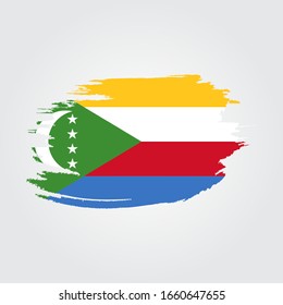 Flag of Comoros with brush stroke effect Vector Illustration Template Design